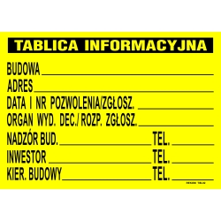 Tablica informacyjna budowy TIB-02 mała